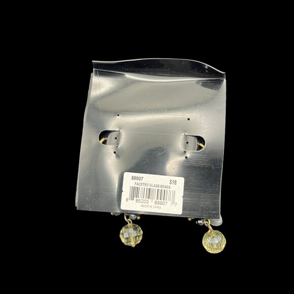 VTG Cookie Lee Earrings Gold Tone Hook Dangle Beads Light Gray Bead - Picture 4 of 6